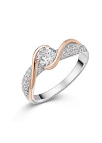 Fingerring Firetti "Schmuck Geschenk Silber 925 Damenring Ring bicolor" Gr. 56, silberfarben, ros&eacute;goldfarben, kristallwei&szlig;, Fingerringe, Damen, 56, Silber 925 (Sterlingsilber), 2,4mm, Fingerring, mit Zirkonia (synth.)