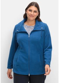 sheego Gro&szlig;e Gr&ouml;&szlig;en Fleecejacke mit 2-Wege-Rei&szlig;verschluss, marine, Gr&ouml;&szlig;e 44 - Damen