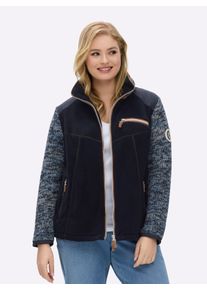 sheego Gro&szlig;e Gr&ouml;&szlig;en Fleecejacke im Mix aus Fleece und Strick, marine-meliert, Gr&ouml;&szlig;e 44 - Damen