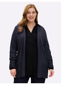 sheego Gro&szlig;e Gr&ouml;&szlig;en Longstrickjacke mit Schalkragen, marine, Gr&ouml;&szlig;e 48 - Damen