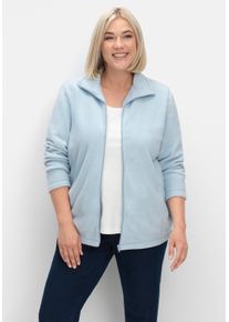 sheego Gro&szlig;e Gr&ouml;&szlig;en Fleecejacke mit zwei Taschen, bleu, Gr&ouml;&szlig;e 44 - Damen