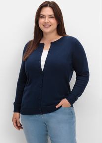 sheego Gro&szlig;e Gr&ouml;&szlig;en Strickjacke aus reiner Baumwolle, marine, Gr&ouml;&szlig;e 54 - Damen