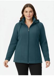 sheego Gro&szlig;e Gr&ouml;&szlig;en Fleecejacke mit abnehmbarer Kapuze, petrol, Gr&ouml;&szlig;e 54 - Damen
