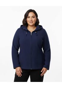 sheego Gro&szlig;e Gr&ouml;&szlig;en Fleecejacke mit abnehmbarer Kapuze, marine, Gr&ouml;&szlig;e 48 - Damen