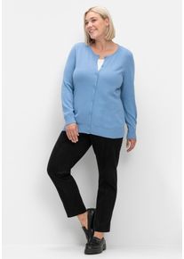 sheego Gro&szlig;e Gr&ouml;&szlig;en Strickjacke aus reiner Baumwolle, blau, Gr&ouml;&szlig;e 44 - Damen