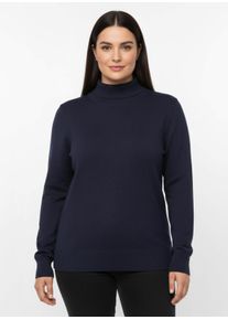sheego Gro&szlig;e Gr&ouml;&szlig;en Rollkragenpullover aus Feinstrick, marine, Gr&ouml;&szlig;e 48 - Damen