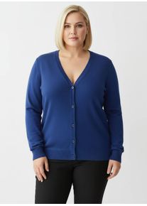 sheego Gro&szlig;e Gr&ouml;&szlig;en Strickjacke mit V-Ausschnitt, royalblau, Gr&ouml;&szlig;e 50 - Damen