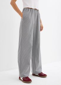 bonprix Schlupfhose aus flie&szlig;ender Qualit&auml;t, grau, Gr.42, L&auml;ssige Schlupfhose mit weitem Bein, gestreift, aus Viskose