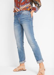 bonprix Straight-Jeans Mid Waist Stretch, blau, Gr.44, Modische Authentic-Jeans mit Stretchanteil und Ziern&auml;hten, 98% Baumwolle
