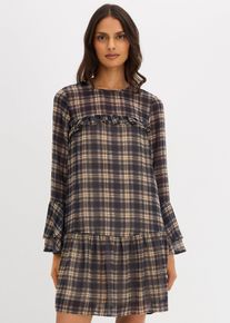bonprix Chiffonkleid mit Volants, schwarz, Gr.40, Modisches Chiffonkleid mit Volants und langen &Auml;rmeln