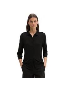 Marc O'Polo Blusenshirt MARC O'POLO "aus LENZINGTM ECOVEROTM", Damen, Gr. L, schwarz, Obermaterial: 94% Viskose, 6% Elasthan, unifarben, regular fit, B&uuml;ndchen, Shirts Blusenshirt