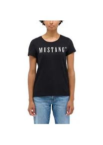 Kurzarmshirt Mustang "Damen Style Alma", Damen, Gr. 3XL, schwarz, Jersey, 100% Baumwolle, Rundhals, Shirts