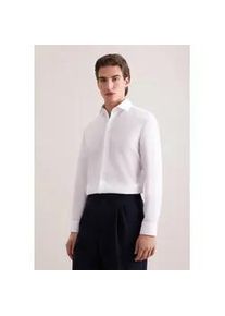 Businesshemd Seidensticker "Schwarze Rose", Herren, Gr. XL (43), normale &Auml;rmell&auml;ngen, wei&szlig;, 100% Baumwolle, Strukturmuster, tailored fit, 2-Knopf-Manschette, Hemden, Shaped 1/1 Kentkragen Struktur