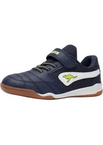 Indoorschuh Kangaroos "K-BRACEYARD EV", M&auml;dchen, Gr. 33, dk navy, lime, Mesh, Synthetik, Schuhe, Hallenschuh f&uuml;r Kinder und Jugendliche, mit Klettverschluss