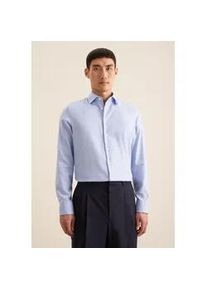 Businesshemd Seidensticker "Schwarze Rose", Herren, Gr. L (41), normale &Auml;rmell&auml;ngen, blau (mittelblau), 100% Baumwolle, Strukturmuster, unifarben, slim fit, 2-Knopf-Manschette, Hemden, Slim 1/1 Kentkragen Struktur