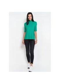 Stehkragenshirt Seidel Moden, Damen, Gr. 50, gr&uuml;n, Jersey, Obermaterial: 95% Viskose, 5% Elasthan, unifarben, figurumspielend h&uuml;ftlang, Rundhals, abgesteppte Kante, Shirts Stehkragenshirt, im h&uuml;ftlangen Schnitt, MADE IN GERMANY