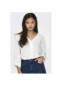 Jacqueline de Yong Shirtbluse JDY "JDYDIANA LIFE 7/8 DOBBY SHIRT WVN NOOS", Damen, Gr. XS, wei&szlig; (cloud dancer), Web, Obermaterial: 100% Viskose, regular fit, V-Ausschnitt, Blusen