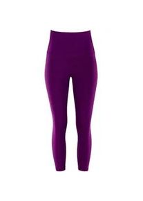 Leggings WINSHAPE "7/8-Tights HWL317C", Damen, Gr. L, Normalgr&ouml;&szlig;en, lila (schwarz plum), 85% Polyester, 15% Elasthan, Hosen Leggings, mit V-Shape Applikation und Core-Bund