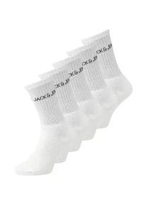 Jack & Jones Tennissocken JACK & JONES "JACREGEN TENNIS SOCK 5 PACK NOOS", Herren, wei&szlig; (wei&szlig; pack:wei&szlig;, wei&szlig;, wei&szlig;, wei&szlig;), Baumwollmischung, unifarben, elastisch, Socken Tennissocken, mit Stretchanteil