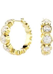 Paar Creolen Swarovski "Schmuck Geschenk Imber Kreolen", gold (gelbgoldfarben, kristallwei&szlig;, kristallwei&szlig;), Ohrringe, Damen, Metall, mit Swarovski Zirkonia (synth.)