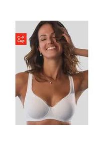 T-Shirt-BH Petite Fleur, Damen, Gr. 100, Cup D, schwarz-wei&szlig; (wei&szlig;, schwarz), Jersey, Obermaterial: 85% Baumwolle, 10% Polyamid, 5% Elasthan, BHs T-Shirt-BH, mit B&uuml;gel aus weicher Baumwollqualit&auml;t