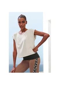 Layershirt Lascana ACTIVE, Damen, Gr. XL (48/50), schwarz (beige, schwarz), Obermaterial: 66% Polyester, 29% Viskose, 5% Elasthan, unifarben, bequem h&uuml;ftlang, Rundhals, Shirts, 2 in 1 T-Shirt im Layer-Design