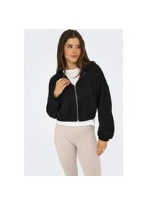 Kapuzensweatshirt Only "ONLSCARLETT LS ELASTIC ZIP HOOD SWT NOOS", Damen, Gr. S, schwarz, Sweatware, Obermaterial: 60% Polyester, 40% Viskose, unifarben, regular fit normal, Rundhals, elastischer Bund, Sweatshirts