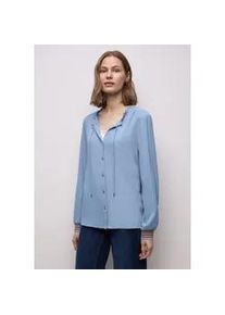 Langarmbluse Street One, Damen, Gr. 44, frosted blau, Stoff, 60% Viskose, 39% Polyester, 1% Elasthan, unifarben, normal normal, Rundhals, elastischer Bund, Blusen, mit Knopfleiste