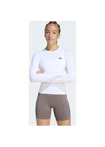 Funktionsshirt Adidas PERFORMANCE "PWR ESS C LS", Damen, Gr. M, wei&szlig;, Obermaterial: 88% Polyamid, 12% Elasthan, Rundhals, Shirts Funktionsshirt