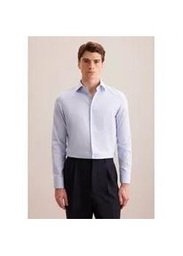 Flanellhemd Seidensticker "Schwarze Rose", Herren, Gr. L (41), normale &Auml;rmell&auml;ngen, blau, 100% Baumwolle, kariert, tailored fit, 2-Knopf-Manschette, Hemden, Shaped 1/1 Kentkragen Karo