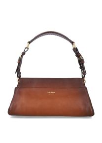 Prada Hobo Bags - Two-Tone Encha&icirc;n&eacute; Medium Leather Shoulder Bag - Gr. unisize - in Braun - f&uuml;r Damen
