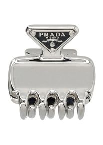 Prada Haarschmuck - Polished Silver Metal Hair Clip With Triangular Em - Gr. unisize - in Wei&szlig; - f&uuml;r Damen