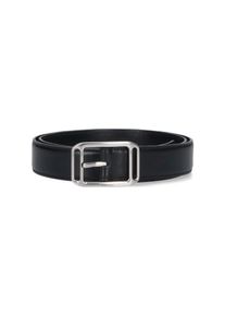 Tom Ford G&uuml;rtel - Polished Silver Buckled Black Leather Belt - Gr. 105 - in Schwarz - f&uuml;r Damen