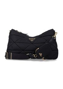 Prada Hobo Bags - Triangle-Stitched Padded Re-Nylon Bag With Detacha - Gr. unisize - in Schwarz - f&uuml;r Damen
