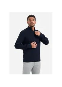 Stehkragenpullover NO EXCESS "NO EXCESS Melierter Half-Zip-Sweater", Herren, Gr. S, night, 55% Baumwolle, 25% Polyacryl, 15% Polyester, 5% Polyamid, Pullover Stehkragenpullover