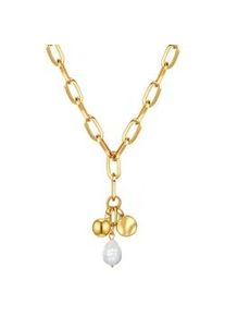 Lulu & Jane Gliederkette LULU & JANE "AV123", gelbgold, Halsketten, Damen, 42,0cm Basiskette + 5,0cm Verl&auml;ngerung, Gliederkette