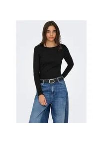 Langarmshirt Only "ONLINA L/S O-NECK TOP JRS", Damen, Gr. S, schwarz, Jersey, Obermaterial: 95% Baumwolle, 5% Elasthan, unifarben, regular fit, Rundhals, Shirts Langarmshirt