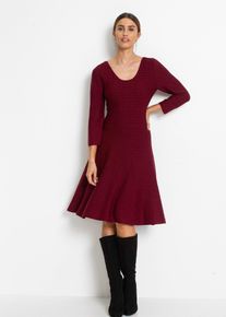 bonprix Strickkleid aus weichem Viskose-Mix, rot, Gr.48/50 (XL), Feminines Kleid aus Strick mit schwingendem Rock und Streifendesign