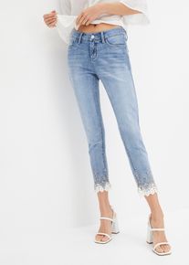 bonprix Skinny-Jeans mit Spitze cropped, blau, Gr.48, Jeans mit hochwertigen Spitzen-Details, 82% Baumwolle