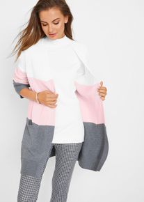 bonprix Weite Strickjacke Langarm, wei&szlig;, Gr.44/46 (L), Dreifarbige Longstrickjacke mit langem Arm und Knopfleiste, 50% Baumwolle