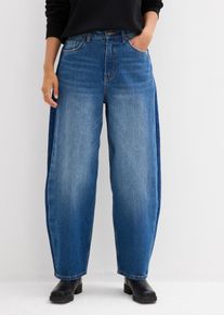 bonprix Barrel-Jeans High Waist cropped, blau, Gr.42, Barrel-Jeans High Waist, cropped, 99% Baumwolle