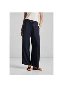 Culotte Street One, Damen, Gr. 32, L&auml;nge 30, blau (tiefblau), Stoff, 87% Modal, 13% Polyester, unifarben, loose fit lang, Hosen Culotte, mit Elastikbund