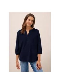 Shirtbluse Cecil, Damen, Gr. S (38), blau (urban dunkelblau), Web, 100% Baumwolle, unifarben, klassisch normal, Rundhals, B&uuml;ndchen, Blusen, aus reiner Baumwolle