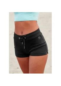 Shorts Lascana ACTIVE, Damen, Gr. S (36/38), N-Gr, schwarz, Interlock, Obermaterial: 100% Baumwolle, unifarben, bequem kurz, Hosen Shorts, mit kleinen Seitenschlitzen