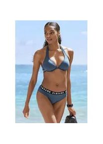 B&uuml;gel-Bikini ELBSAND, Damen, Gr. 40, Cup E, rauchblau, Recycling-Polyamid, unifarben mit Farbeinsatz, Bikini-Sets B&uuml;gel-Bikini, mit Markenschriftz&uuml;gen in Kontrastfarbe