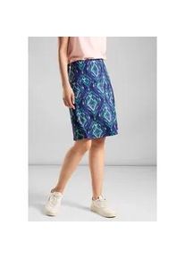 Minirock Street One, Damen, Gr. 44, blau (violet blau), Stoff, 95% Viskose, 5% Elasthan, bedruckt, gerade mini, R&ouml;cke Minirock, im elastischen Materialmix