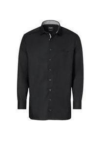 Businesshemd OLYMP "OLYMP Luxor, modern fit, Global Kent", Herren, Gr. 43, Normaler Arm, schwarz, 100% Baumwolle, Hemden