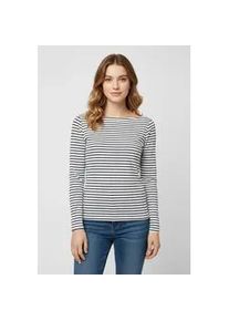 Langarmshirt Only "ONLKISS LIFE LS BOATNECK TOP CC JRS NOOS", Damen, Gr. XS, cloud dancer stripes:luna stripes navy blazer, Jersey, Obermaterial: 95% Baumwolle, 5% Elasthan, gestreift, regular fit, Shirts Langarmshirt