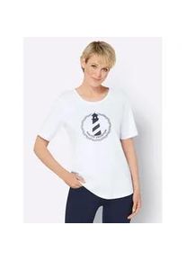 Kurzarmshirt Classic Basics "Kurzarm-Shirt", Damen, Gr. 56, blau (wei&szlig;, marine), 100% Baumwolle, bedruckt, gemustert, Shirts