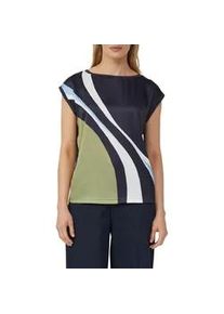 T-Shirt s.Oliver BLACK LABEL, Damen, Gr. 38, blau, Web, Obermaterial: 93% Baumwolle, 7% Elasthan, bedruckt, relaxed fit taillenbedeckt, U-Boot-Ausschnitt, Shirts T-Shirt, mit Print